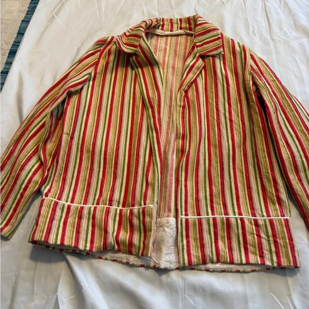 Vintage Striped Jacket Colorful Textured Cotton No Tag - Picture 2 of 8